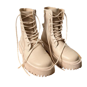 Great used condition Zara beige lace up combat boots size 5.5-6 (36)